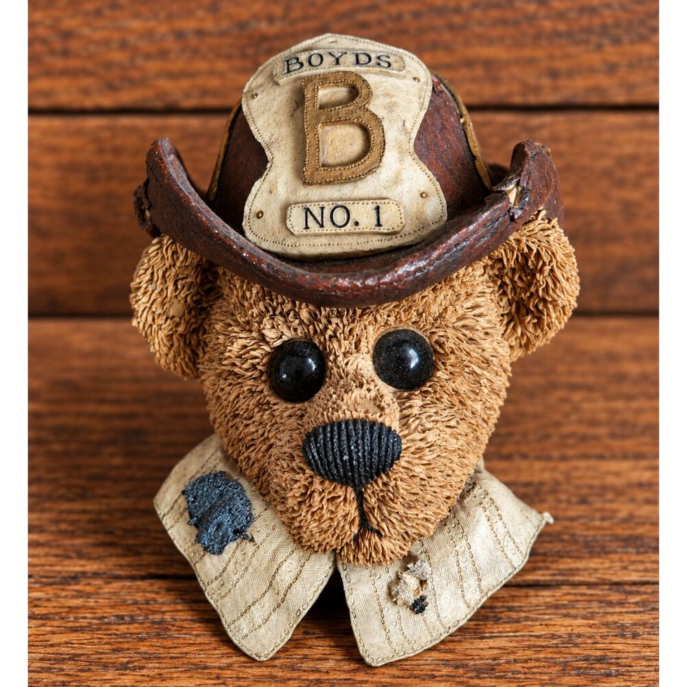 1998 Wall Plaque Boyds Bear #1 Fireman Bearstone Collection Elliot the Hero Vtg